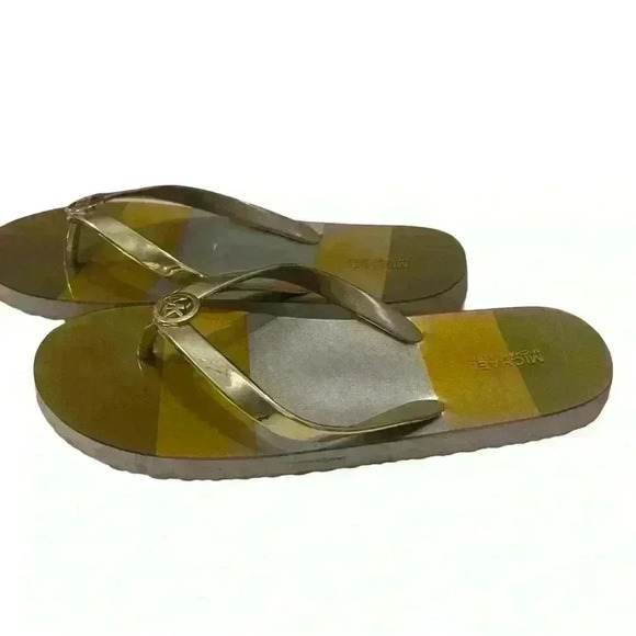 Michael Kors  Sandals size 8 Gently Used Metallic Flip Flops - Picture 3 of 5